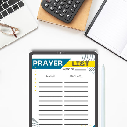 Vibrant Digital Prayer Sheet | Digital Prayer Request Template