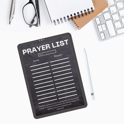 Chalkboard Digital Prayer Sheet | Digital Prayer Request Template