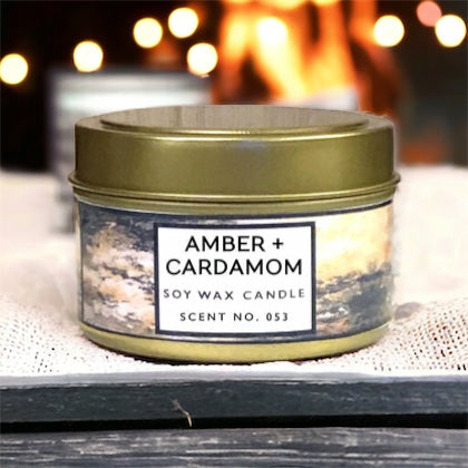 Amber + Cardamom Scented Soy Wax Candle