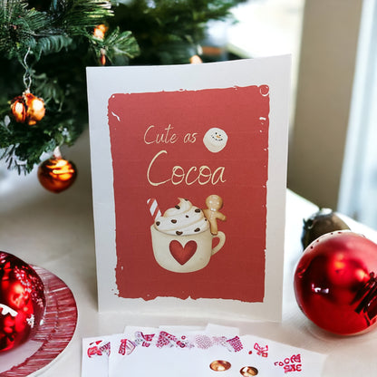 Cute as Cocoa Printable Christmas Greeting Cards, Digital Christmas Notecards