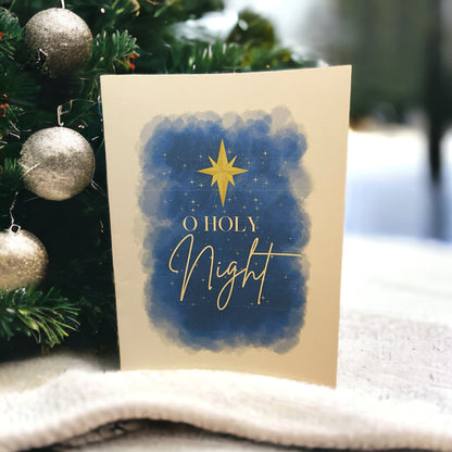 O Holy Night Christmas Printable Greeting Cards, Digital Christmas Notecards