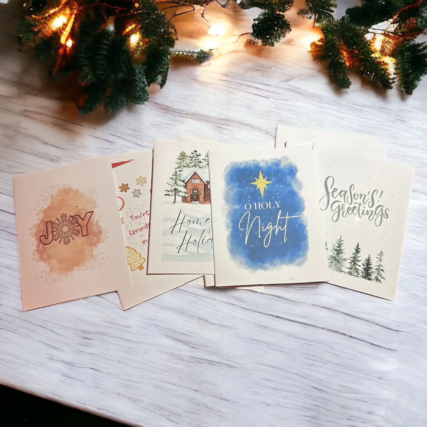 Seasons Greetings Christmas Printable Greeting Notecards, Digital Download